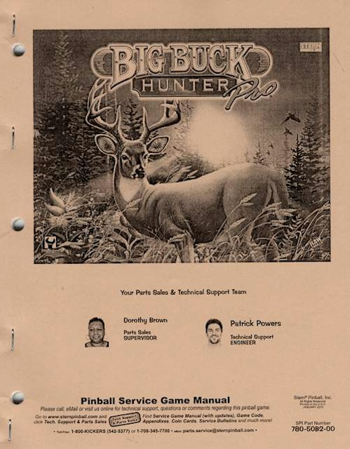 BIG BUCK HUNTER (Stern) Manual
