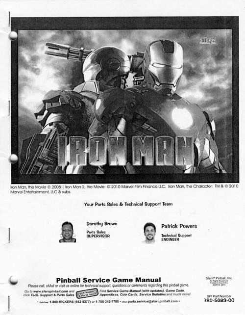 IRON MAN (Stern) Manual USE 780-50B0-00