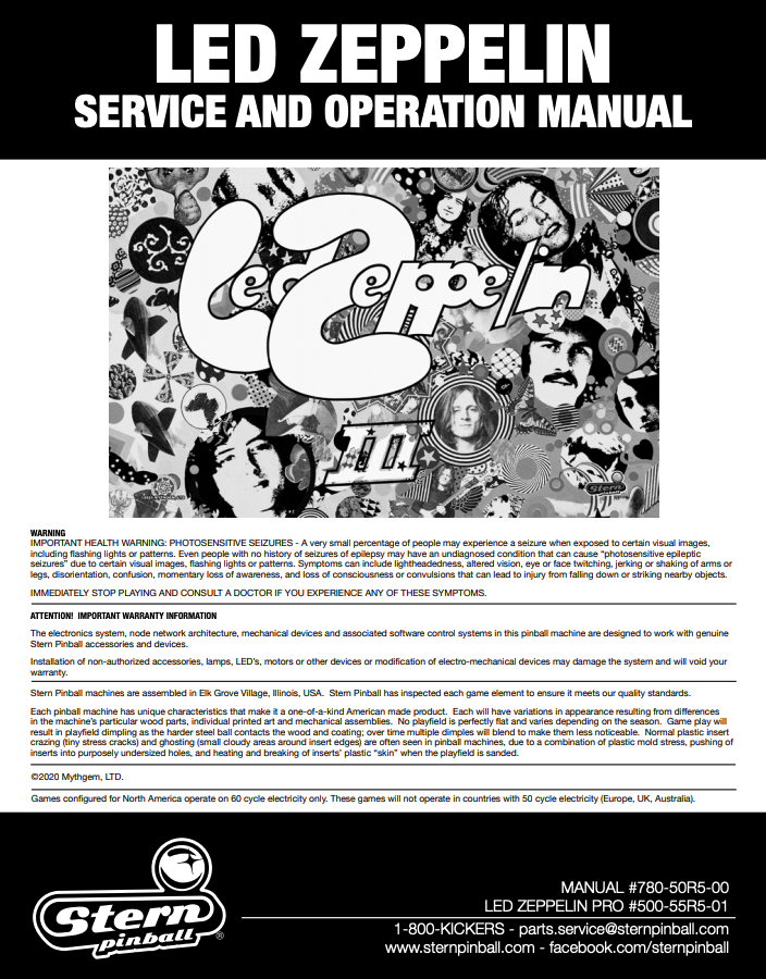 LED ZEPPELIN PRO (Stern) Manual