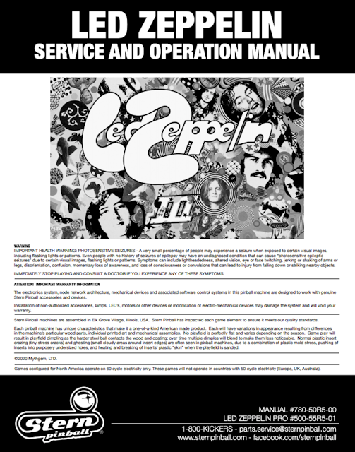 LED ZEPPELIN PRO (Stern) Manual