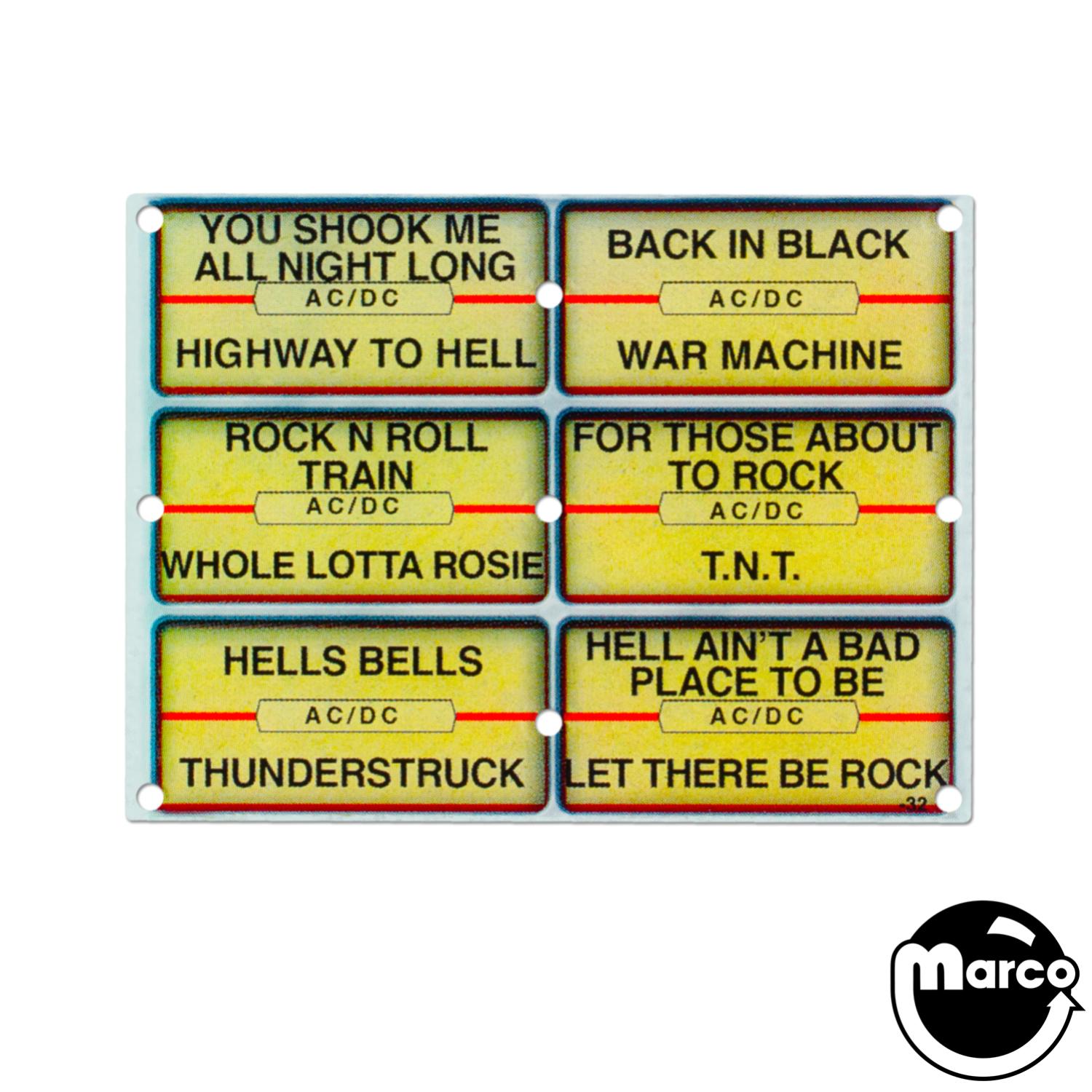 AC/DC (STERN) Set List Plastic #32