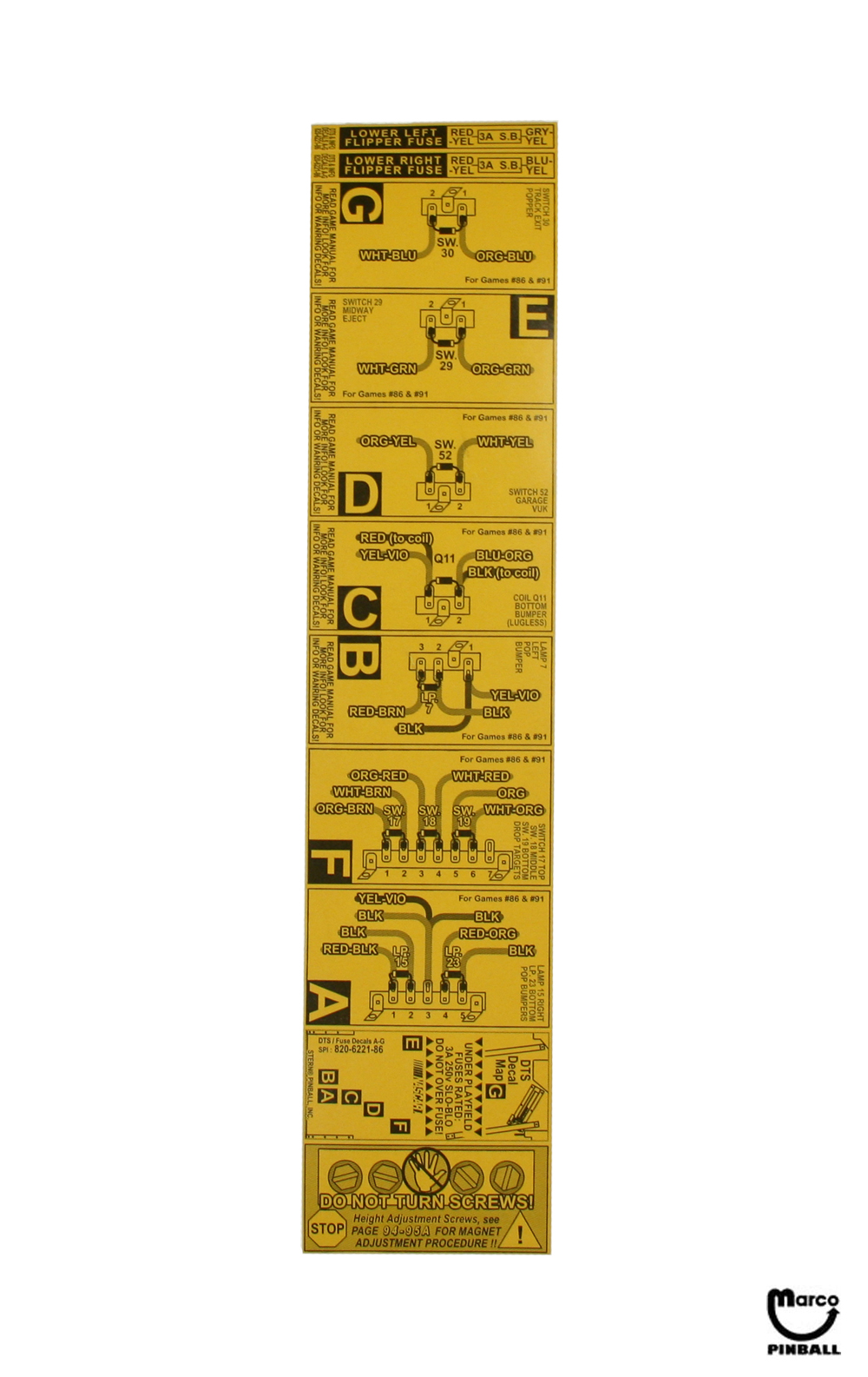 FAMILY GUY (Stern) Fuse labels