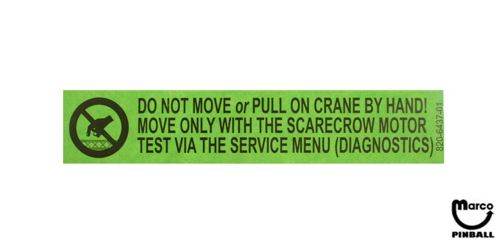 BATMAN (Stern) Crane Warning decal text
