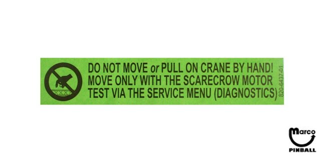 BATMAN (Stern) Crane Warning decal text