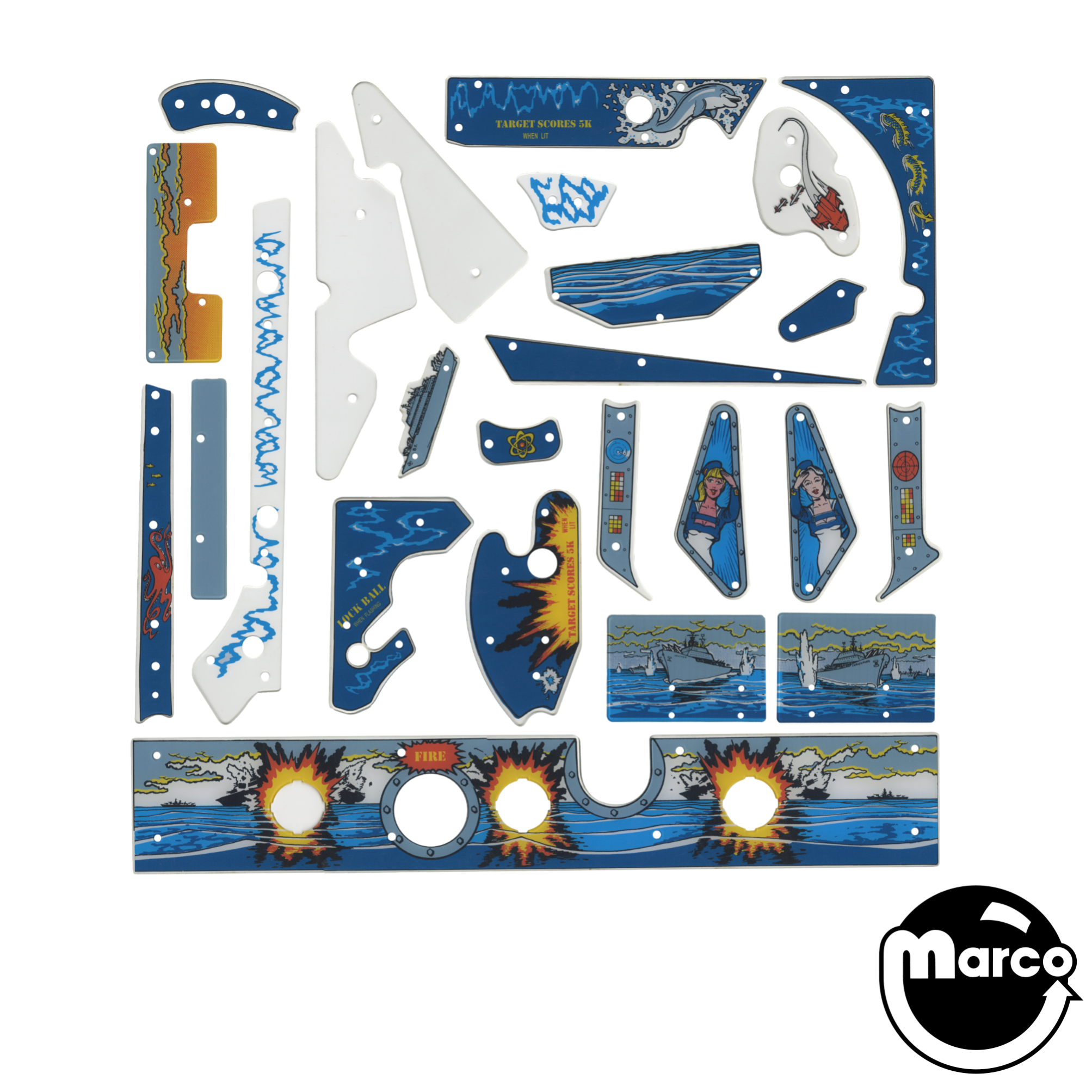 TORPEDO ALLEY  (Data East) Plastic set
