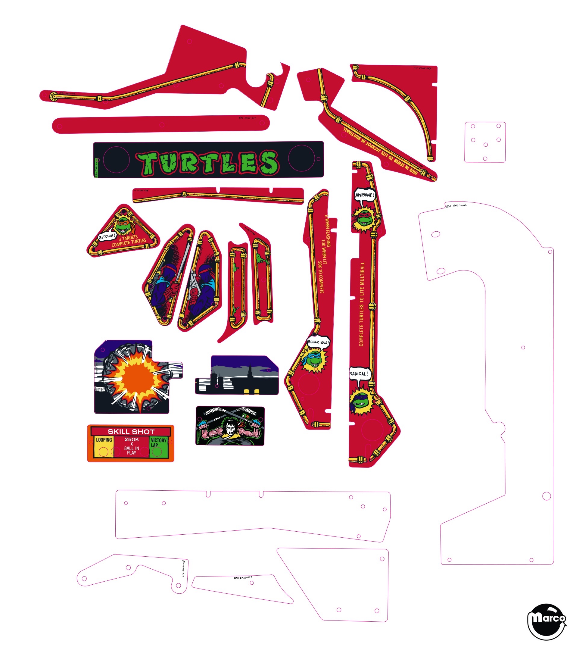 830-5420-XX - TEENAGE TURTLES (Data East) Plastic set - Marco