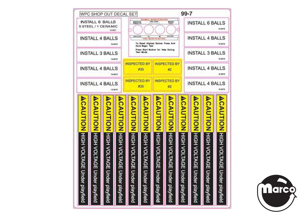 99-7 - WPC Decal Set - Overhaul / Shop-Out kit - Marco Specialties