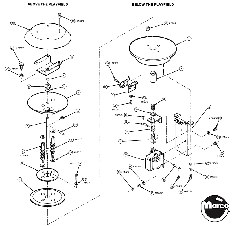 HERCULES (Atari) Thumper bumper assembly