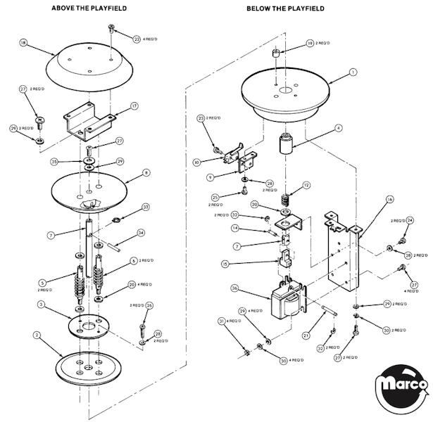 Thumper Assembly A021150-XX - HERCULES (Atari) Thumper bumper assembly - Marco ...