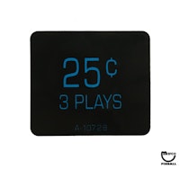 Price label 25&cent; 3 Plays decal