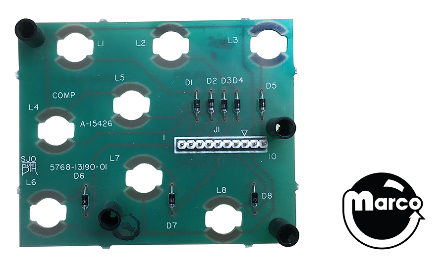 8 lamp pcb assy-w/spacers 5768-13190-01