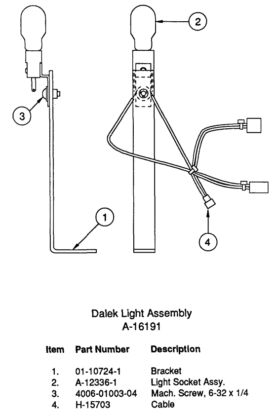 DR WHO (Bally) Dalek light assembly