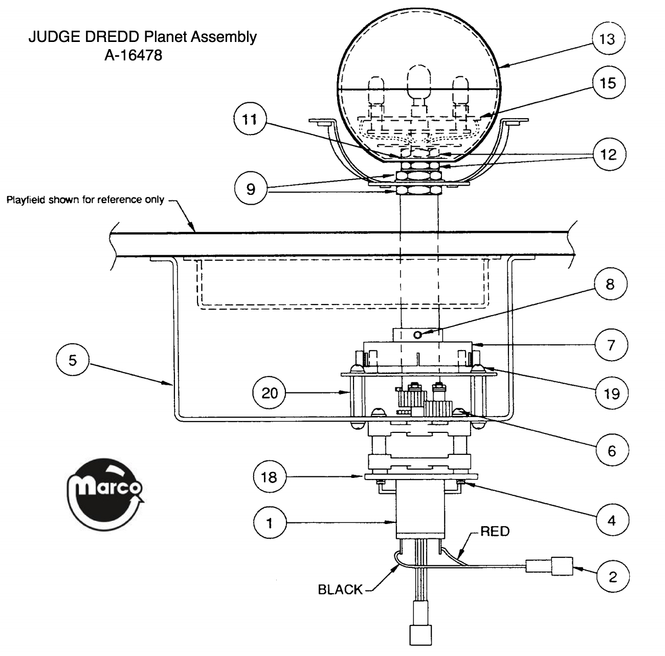 JUDGE DREDD (Bally) Planet assembly