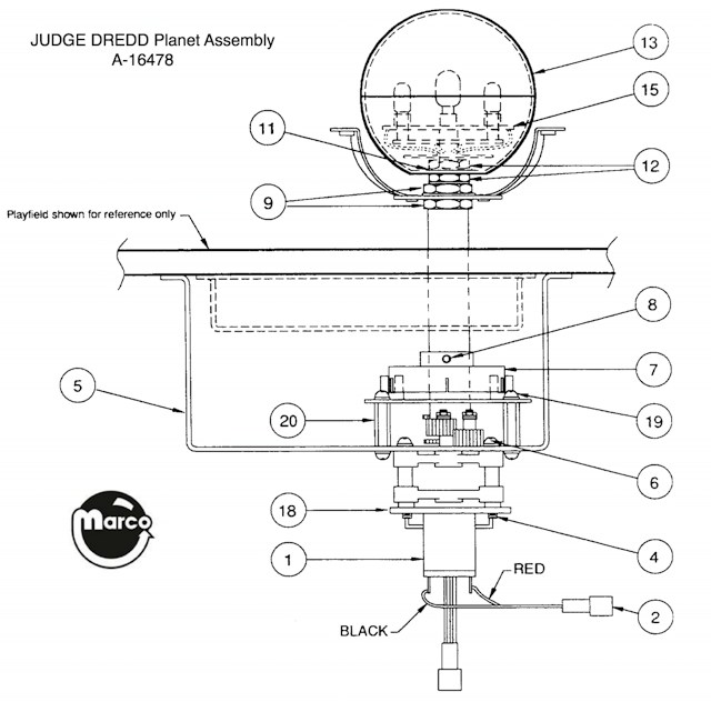 JUDGE DREDD (Bally) Planet assembly