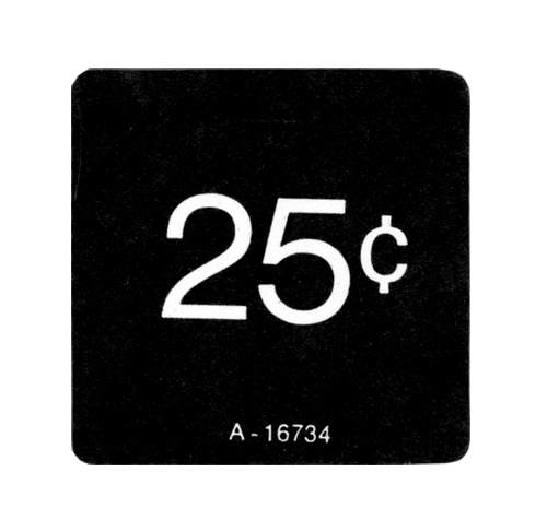 Price label Gottlieb 25¢