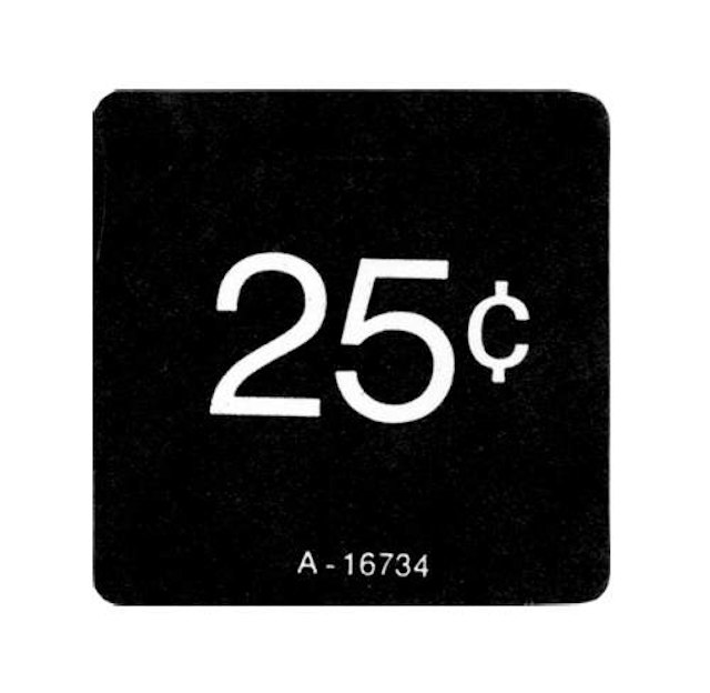 Price label Gottlieb 25¢