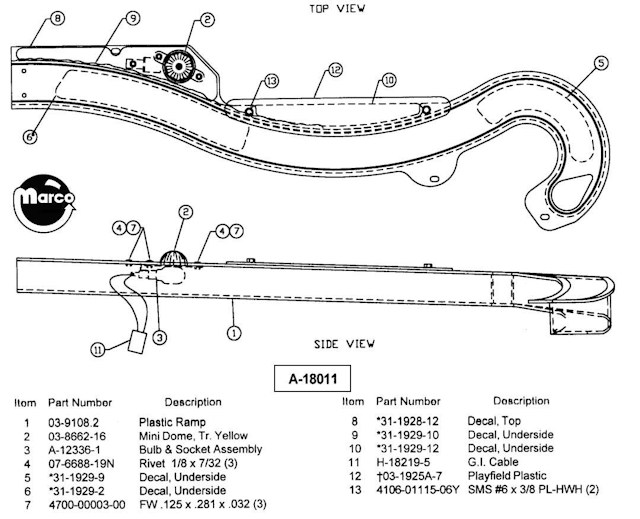 WORLD CUP SOCCER (Bally) Ramp front assembly