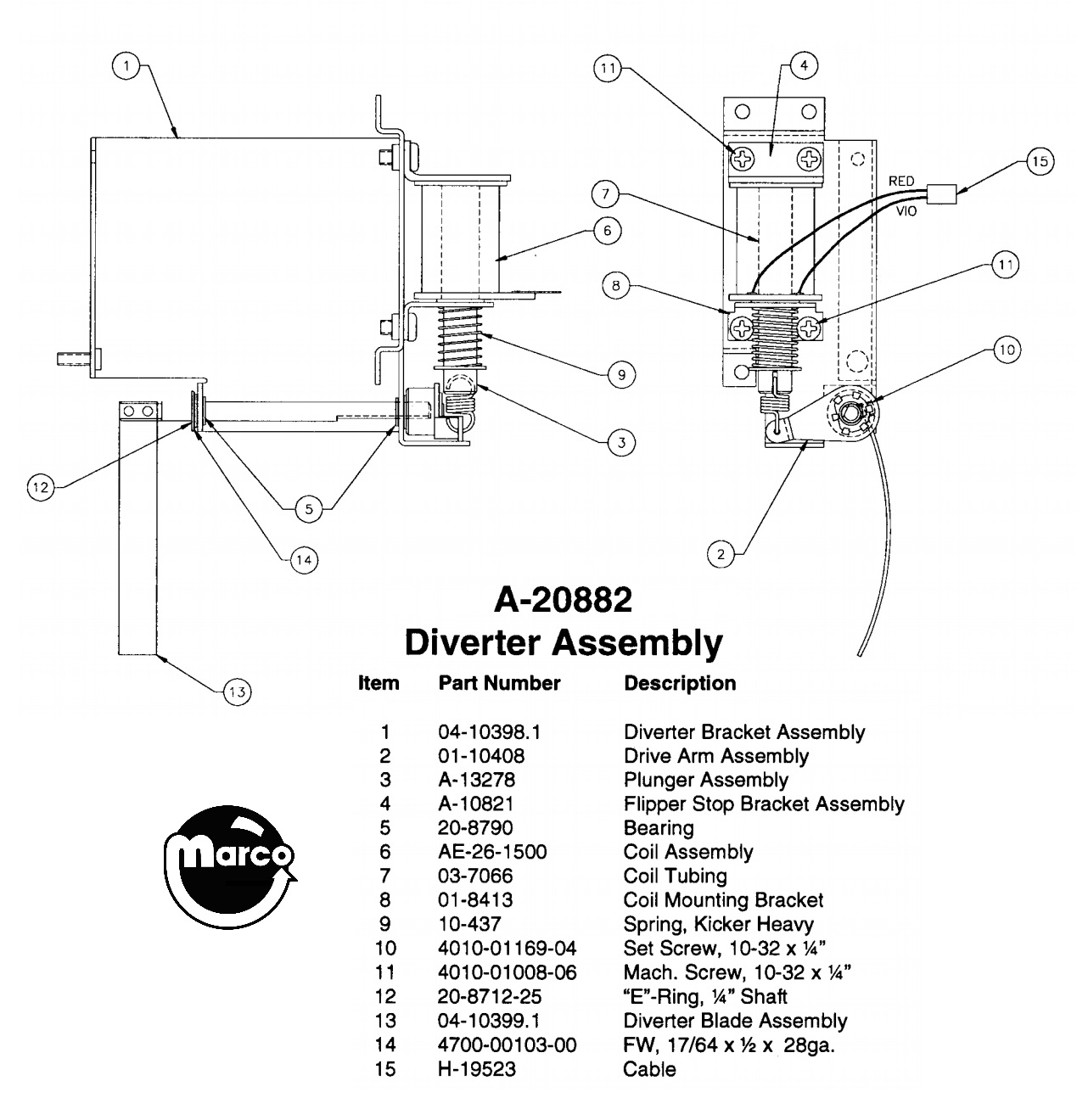 SAFECRACKER (Bally) Diverter assembly