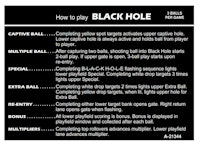 BLACK HOLE (Gottlieb) Score Cards (14)