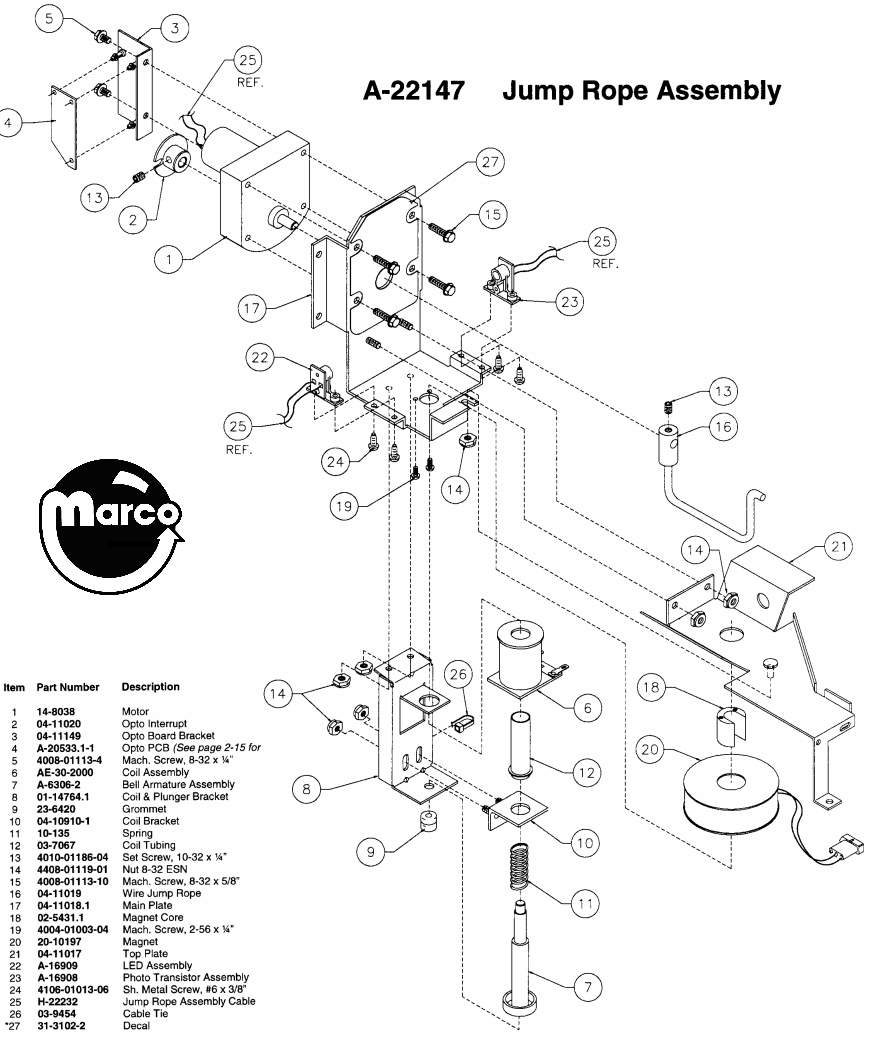 CHAMPION PUB (Bally) Jump Rope assembly