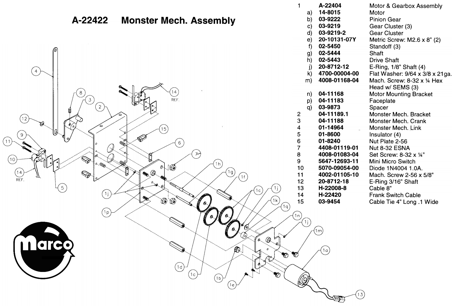 MONSTER BASH (Williams) Monster mech assembly