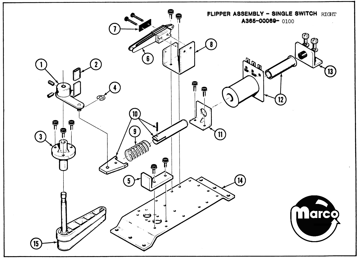 Flipper assembly Bally Midway single right