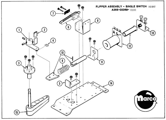 Flipper assembly Bally Midway single right