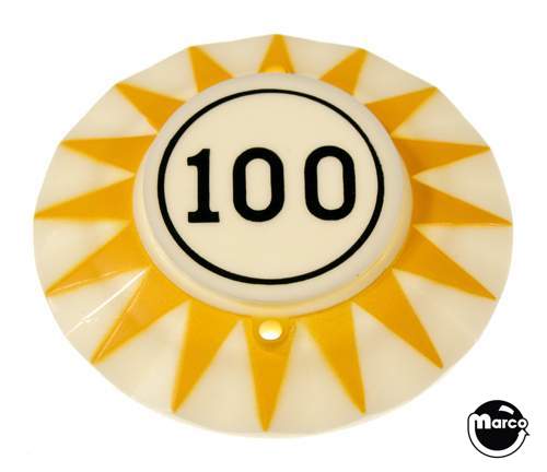 Pop bumper cap sunburst '100' circle Y/K