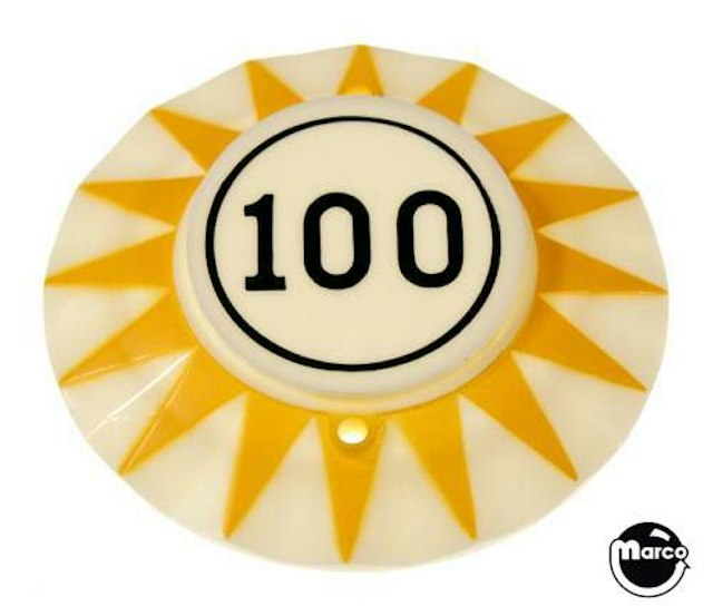 Pop bumper cap sunburst '100' circle Y/K