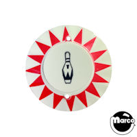 Red star point perimeter with black bowling pin imprint.