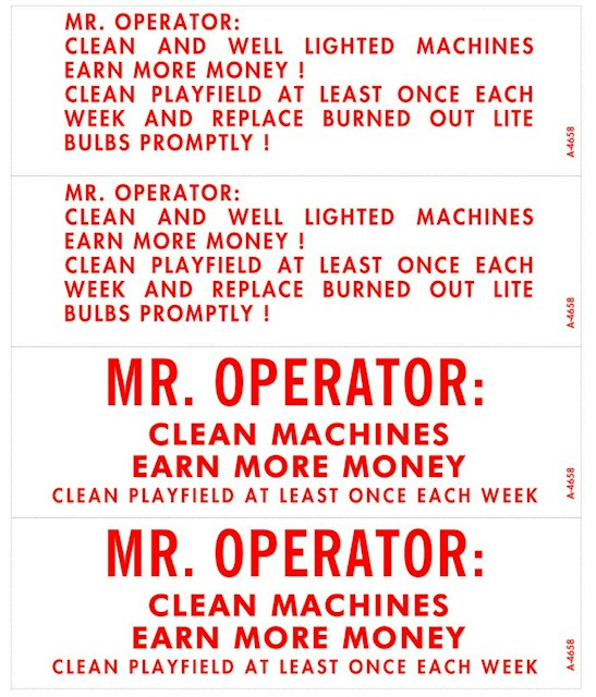 Mr. Operator Cashbox Stickers Gottlieb