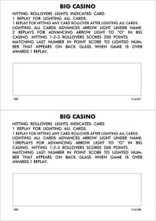 BIG CASINO (Gottlieb) Score cards (16)