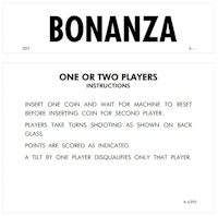 BONANZA (Gottlieb) Score Cards