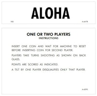 ALOHA (Gottlieb) Score cards