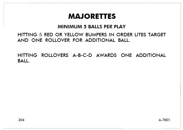 MAJORETTES (Gottlieb 1964) Score Cards (10)