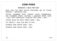 COW POKE (Gottlieb) Score Cards