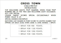 CROSS TOWN (Gottlieb) Score Cards (5)