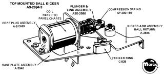 Ball return kicker assembly Bally AO-26-1200