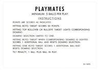 PLAYMATES (Gottlieb) Score Cards