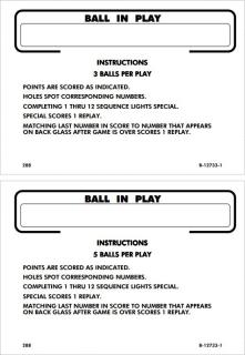 AQUARIUS (Gottlieb) Score cards (15)