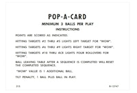 POP A CARD (Gottlieb) Score Cards (6)