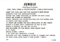 JUNGLE (Gottlieb 1972) Score card set