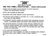 300 (Gottlieb) Score card