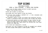 TOP SCORE (Gottlieb) Score cards