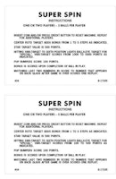 SUPER SPIN (Gottlieb) Score Cards (6)
