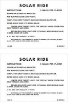 SOLAR RIDE (Gottlieb) Score Cards (6)