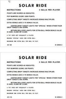 SOLAR RIDE (Gottlieb) Score Cards (6)