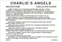 CHARLIES ANGELS (Gottlieb) Score Card