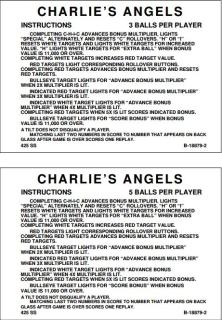 CHARLIES ANGELS (Gottlieb) Score Card