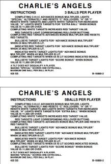 CHARLIES ANGELS (Gottlieb) Score Card